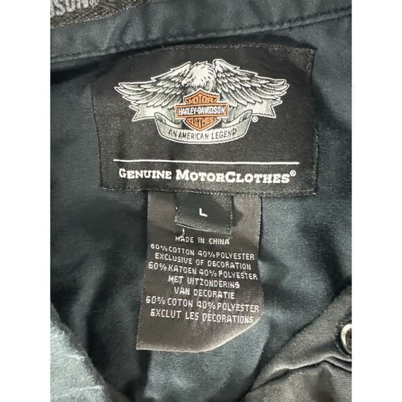 Harley Davidson Motor Clothes Button Down Shirt Embroidered Logo Men L - Picture 3 of 3